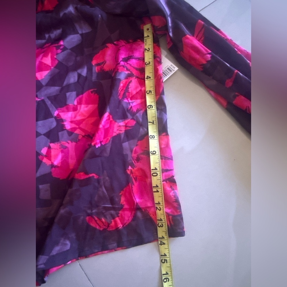 NINE WEST DRESS BLOUSE HIGH NECK LONG SLEEVES PLUZ SIZE XXL Pink Floral - Picture 10 of 16